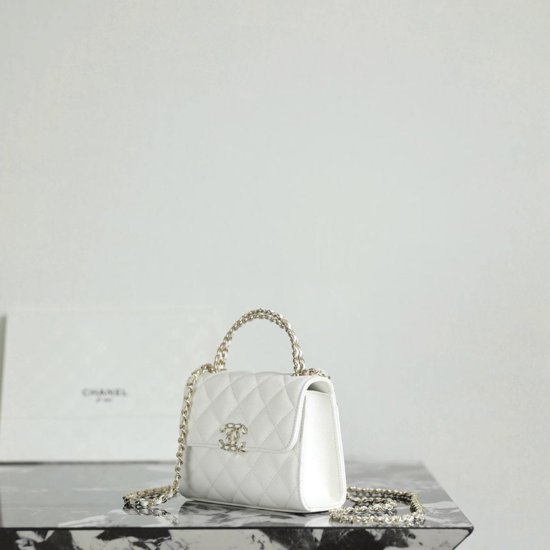 高仿Chanel*23P系列AP3237豎版Kelly手袋白色免檢版