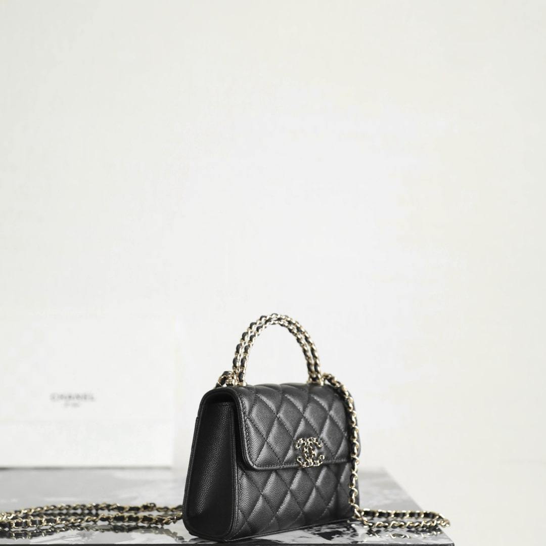 高仿Chanel*23P系列AP3237豎版Kelly手袋黑色免檢版