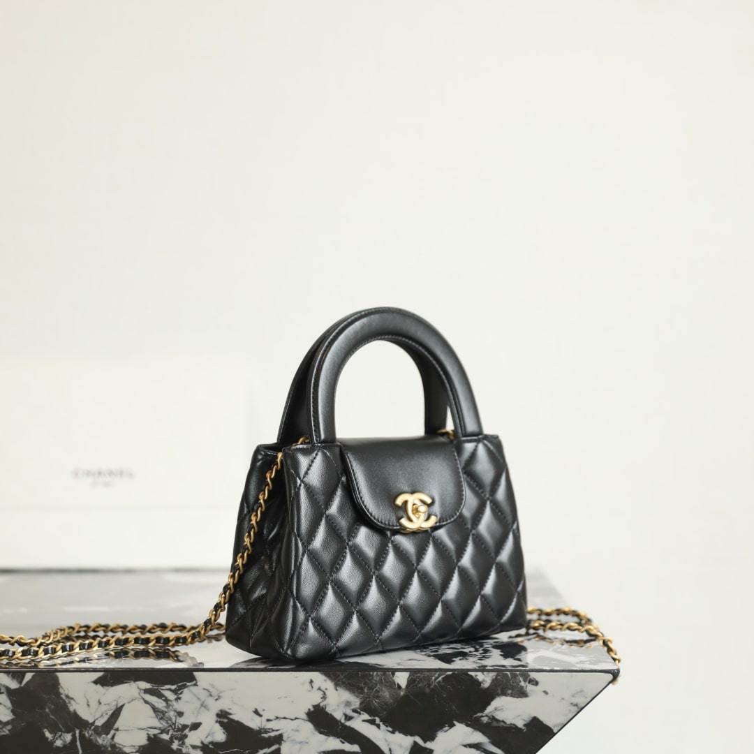 高仿Chanel*25A系列AS4416Kelly羊皮單肩包Mini黑色免檢版