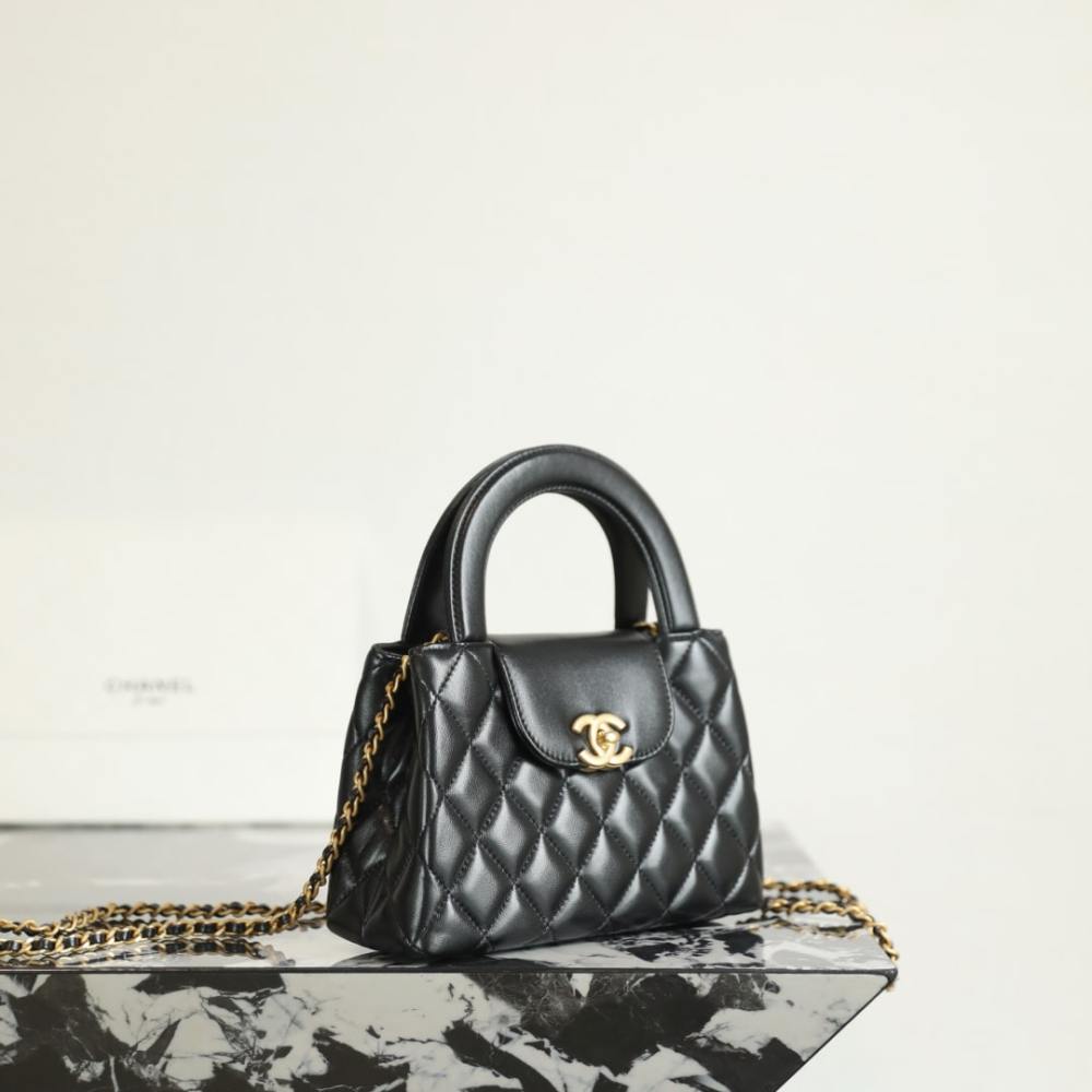 高仿Chanel*25A系列AS4416Kelly羊皮單肩包Mini黑色免檢版