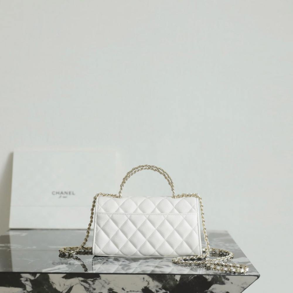 高仿Chanel*25S系列AP3238亮面小牛皮單肩包白色免檢版