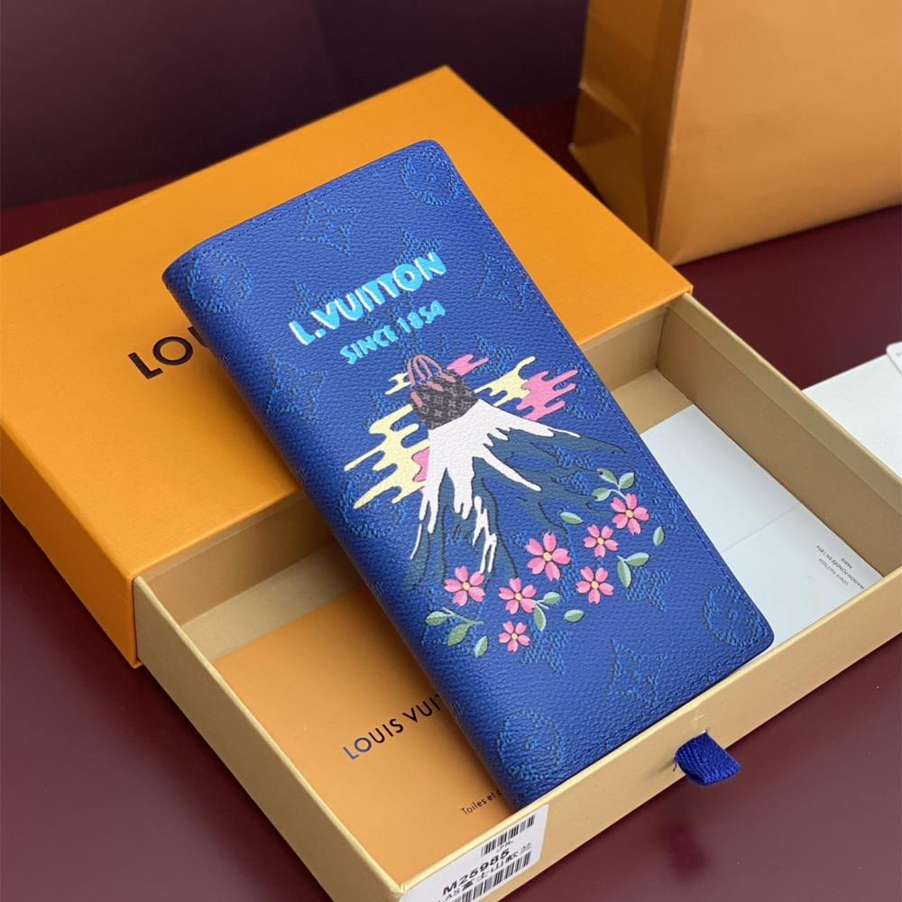 高仿LV聯名Nigo系列M25985駐日美軍紀念款銀包藍色免檢版