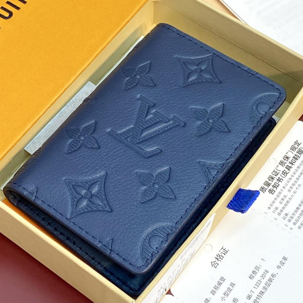 高仿LV*M14786壓花牛皮卡包深藍色免檢版