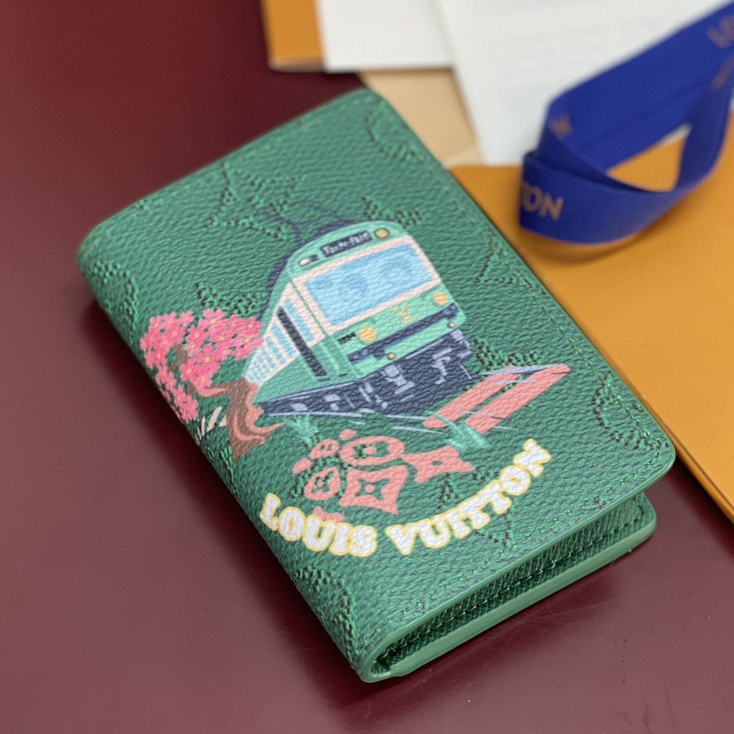 高仿LV聯名Nigo系列M25971火車圖案卡包綠色免檢版