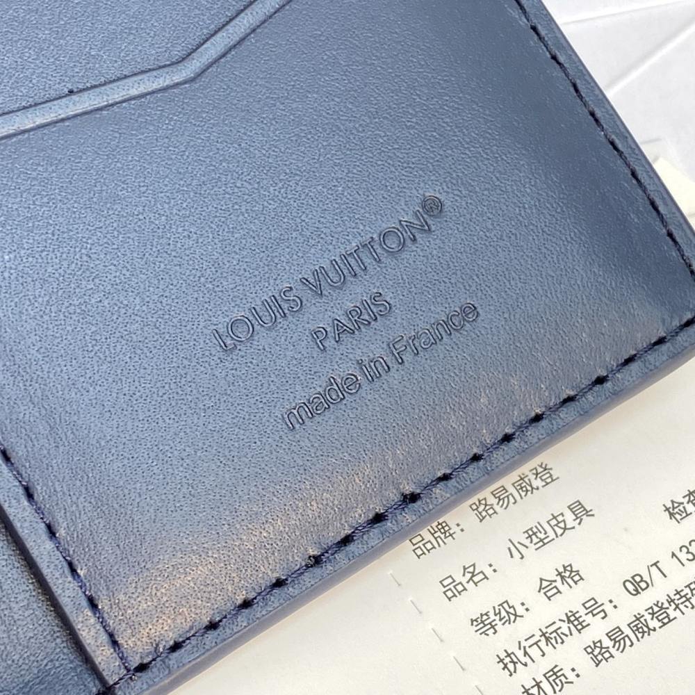 高仿LV*M14786壓花牛皮卡包深藍色免檢版
