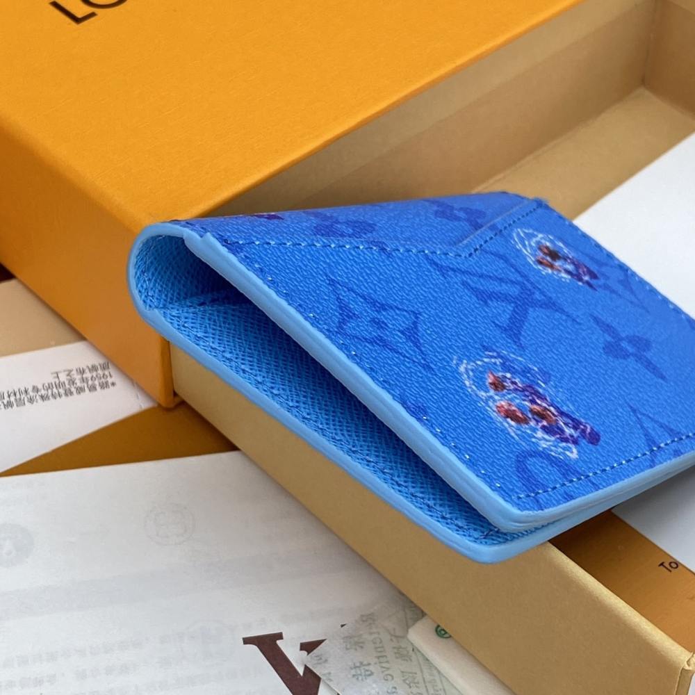高仿LV父親節系列M14881游泳圖案藍色卡包免檢版