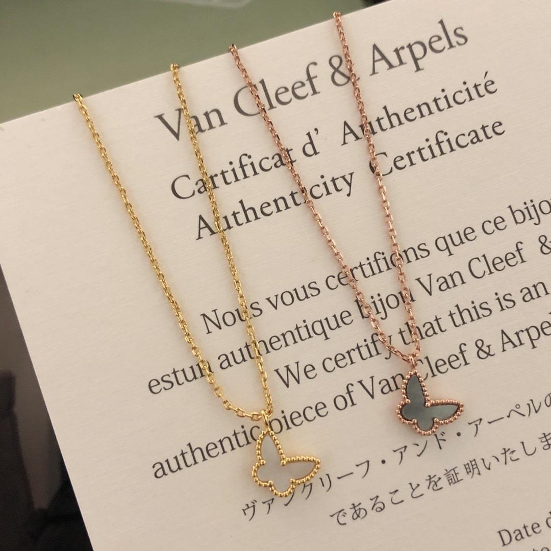 高仿首飾VanCleef&Arpels*RF69300貝母蝴蝶吊墜頸鏈