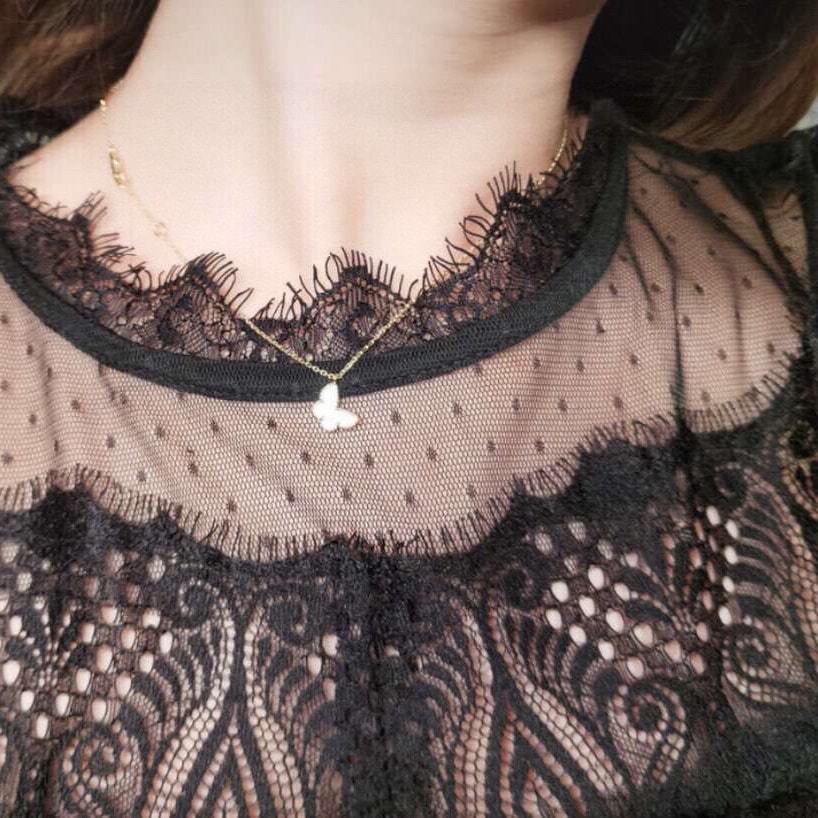 高仿首飾VanCleef&Arpels*RF69300貝母蝴蝶吊墜頸鏈