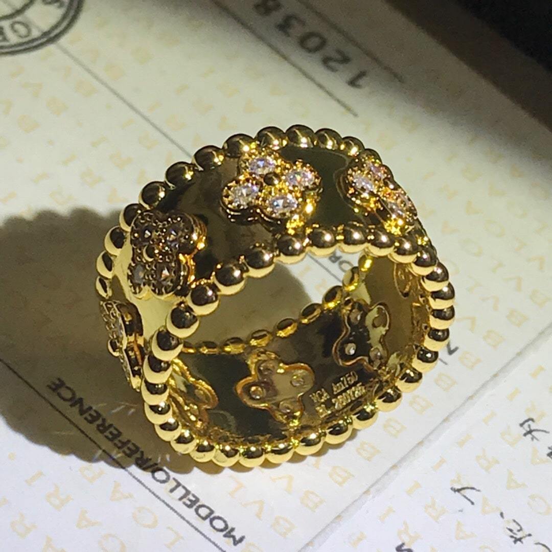 高仿首飾VanCleef&Arpels*RO9NC00鑲鑽萬花筒戒指黃金中號