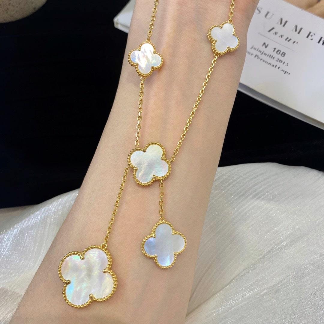 高仿首飾VanCleef&Arpels*RD79200四葉草6花頸鏈黃金款