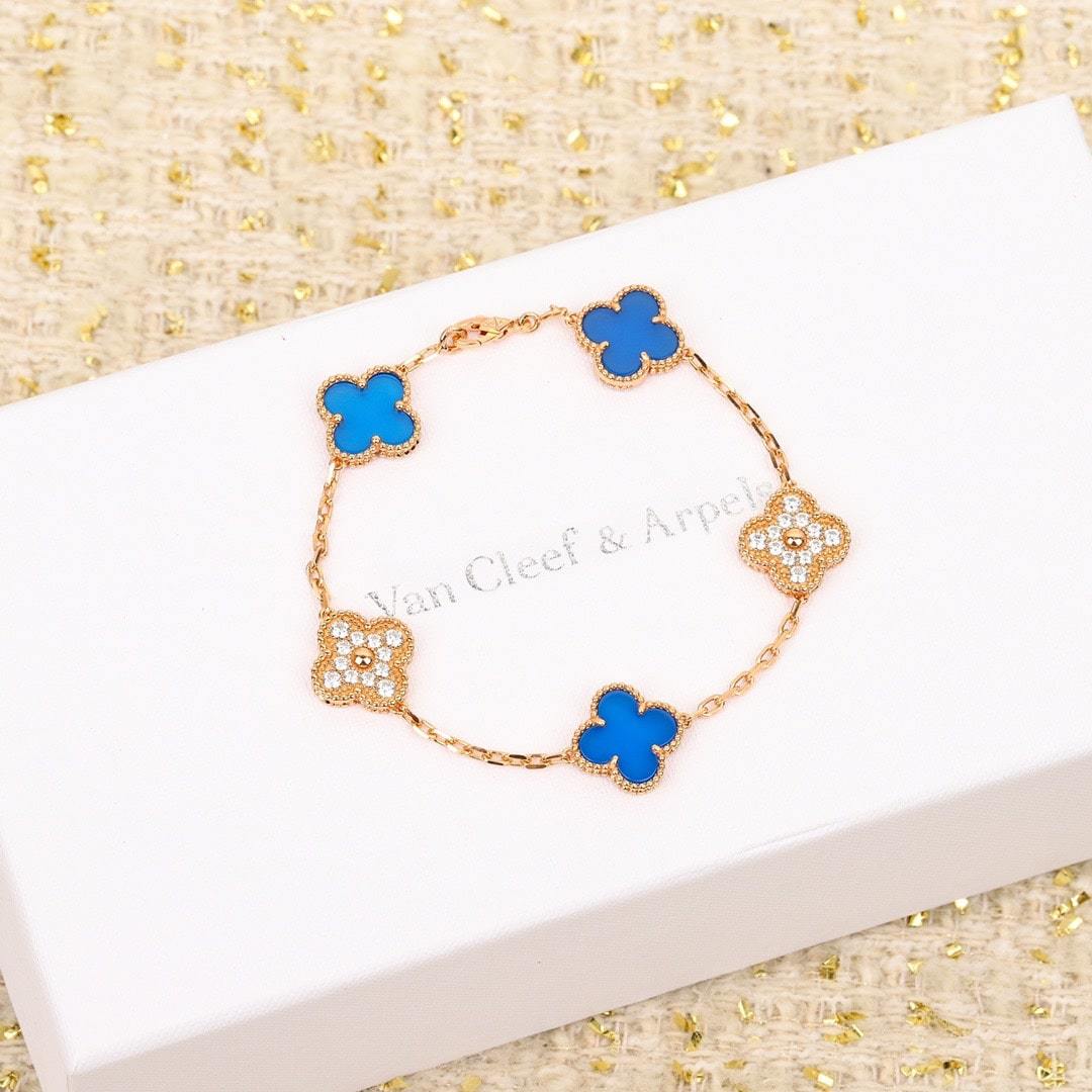高仿首飾VanCleef&Arpels*RO9LW00四葉草5花手鏈黃金款