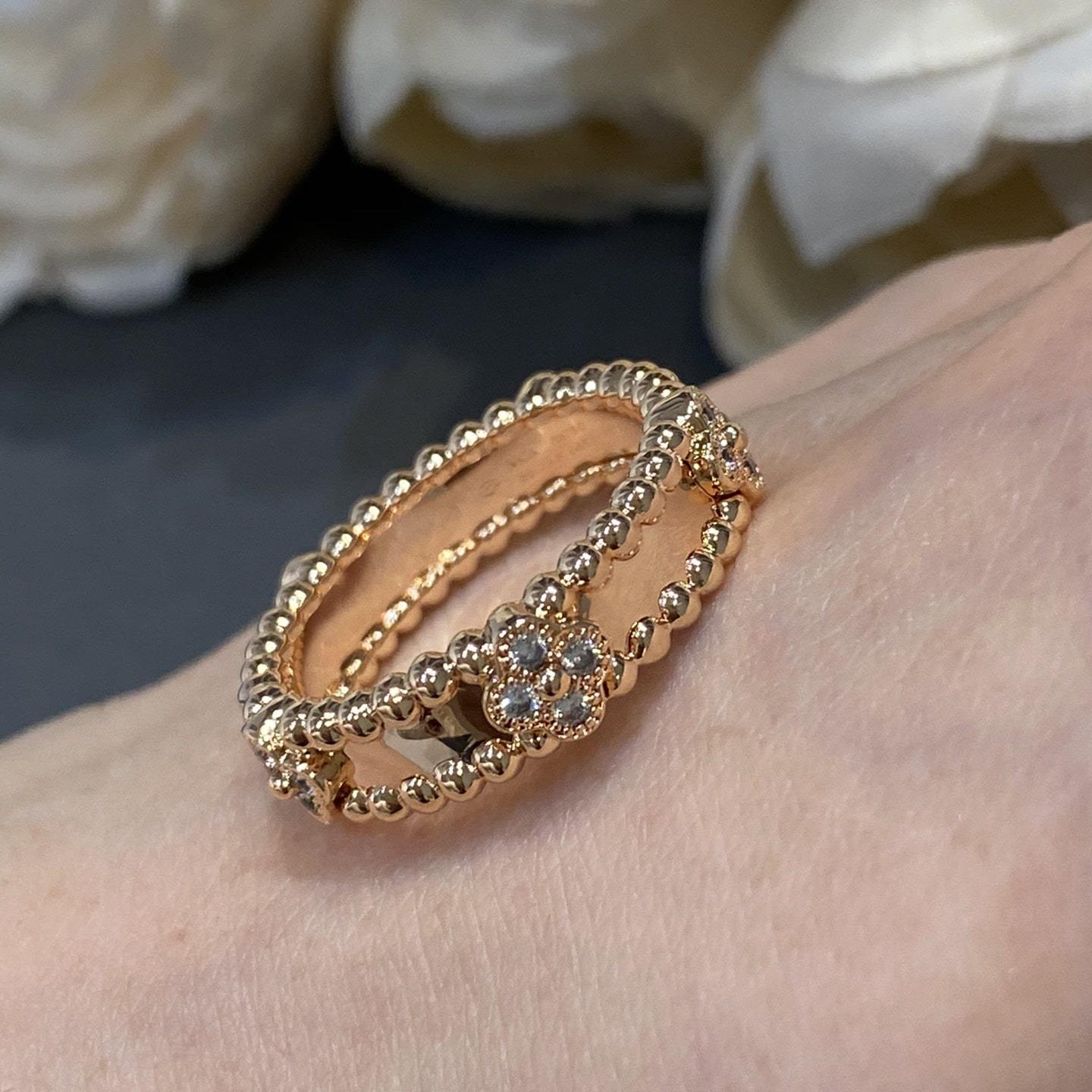 高仿首飾VanCleef&Arpels*RPJMY00鑲鑽萬花筒戒指玫瑰金