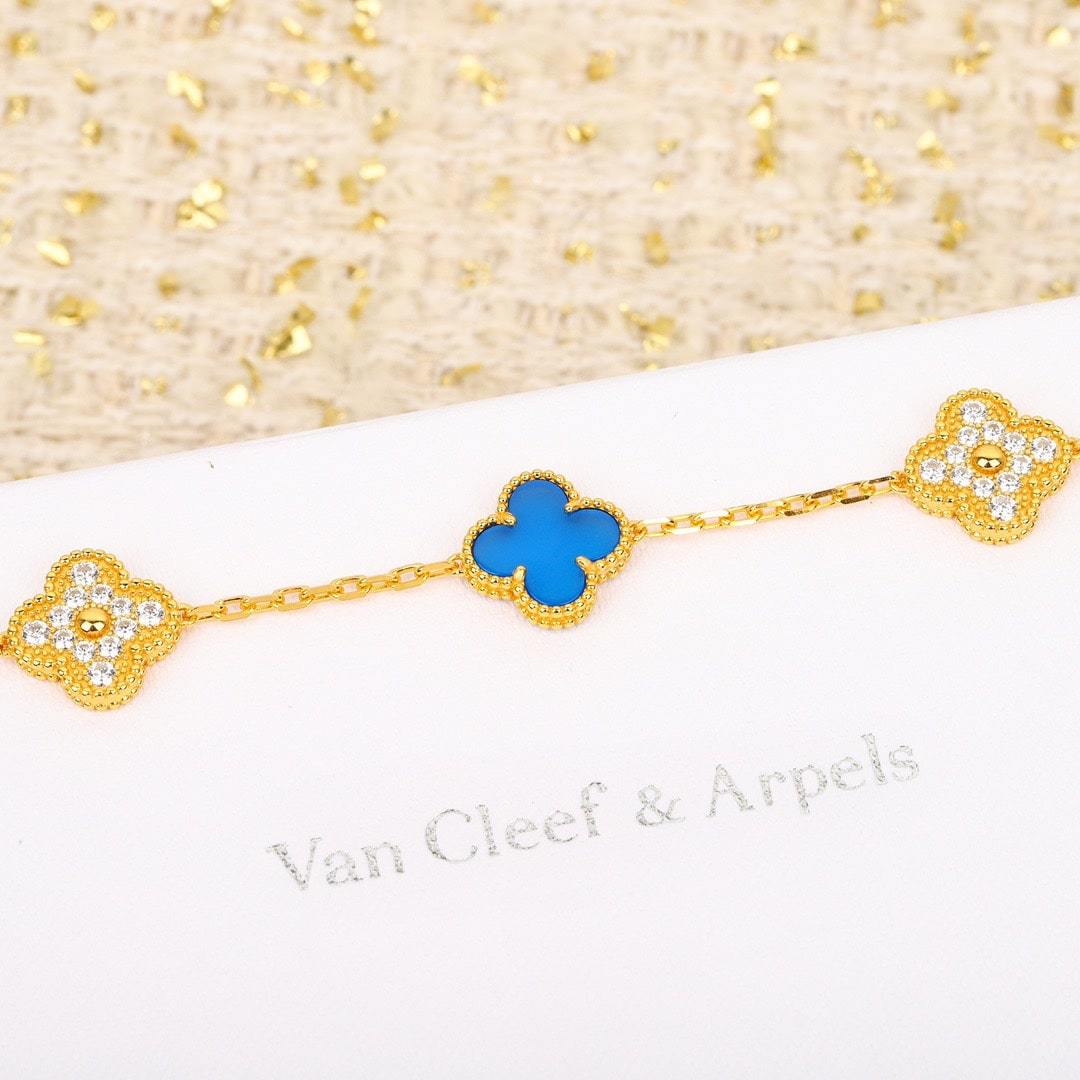 高仿首飾VanCleef&Arpels*RO9LW00四葉草5花手鏈黃金款
