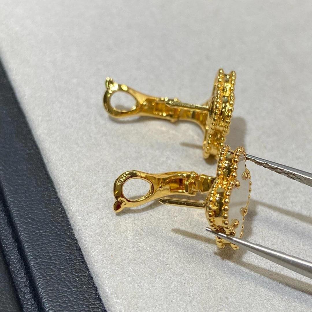 高仿首飾VanCleef&Arpels*RA44100四葉草貝母耳釘黃金款