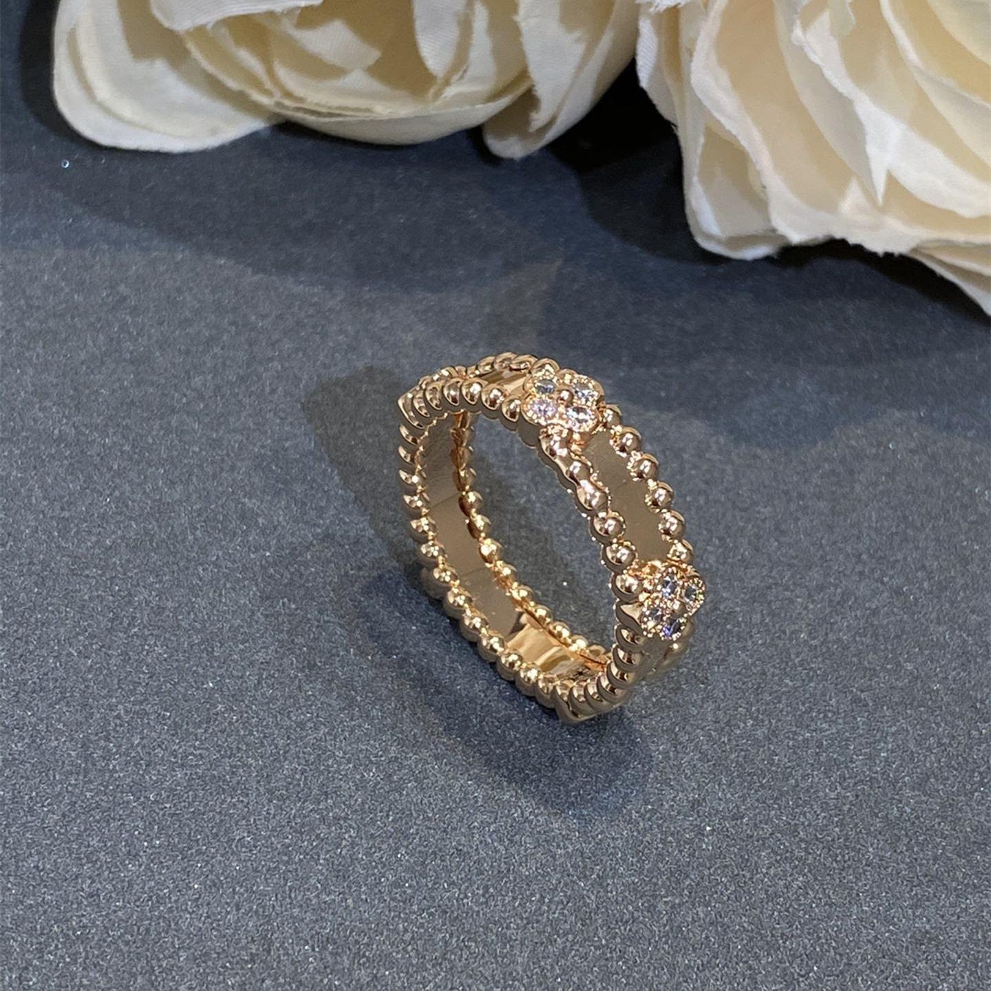 高仿首飾VanCleef&Arpels*RPJMY00鑲鑽萬花筒戒指玫瑰金