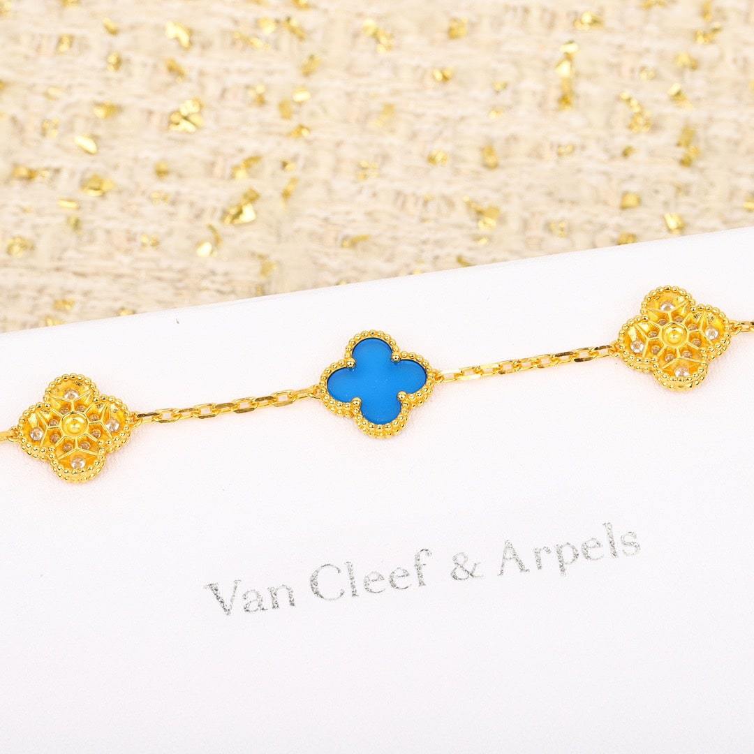 高仿首飾VanCleef&Arpels*RO9LW00四葉草5花手鏈黃金款