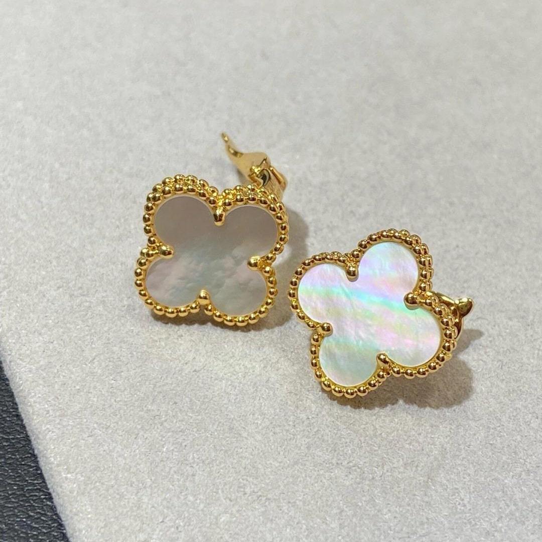 高仿首飾VanCleef&Arpels*RA44100四葉草貝母耳釘黃金款