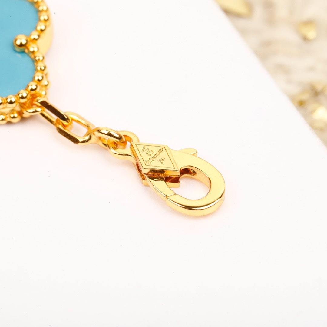 高仿首飾VanCleef&Arpels*RD003四葉草綠松石手鏈黃金款