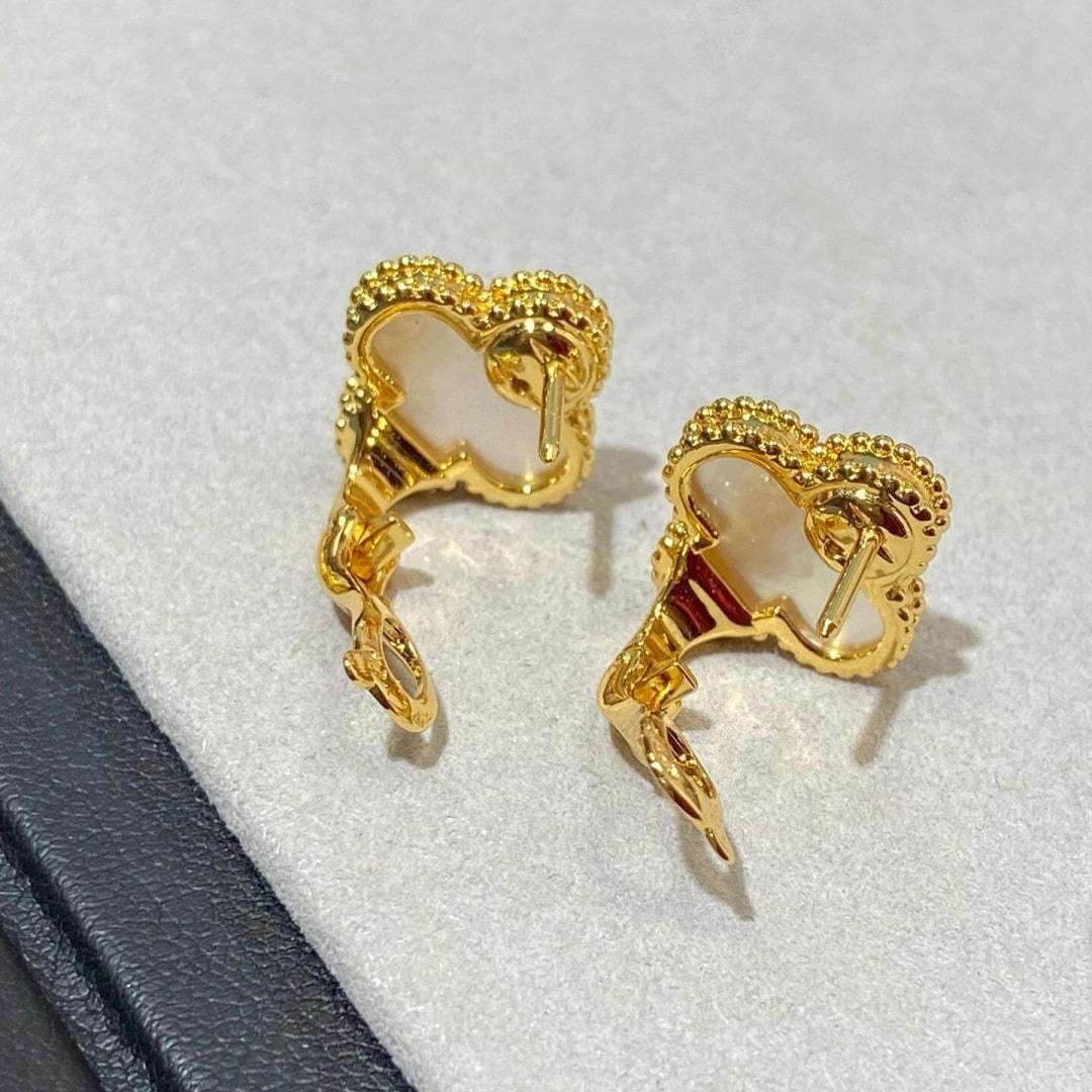 高仿首飾VanCleef&Arpels*RA44100四葉草貝母耳釘黃金款