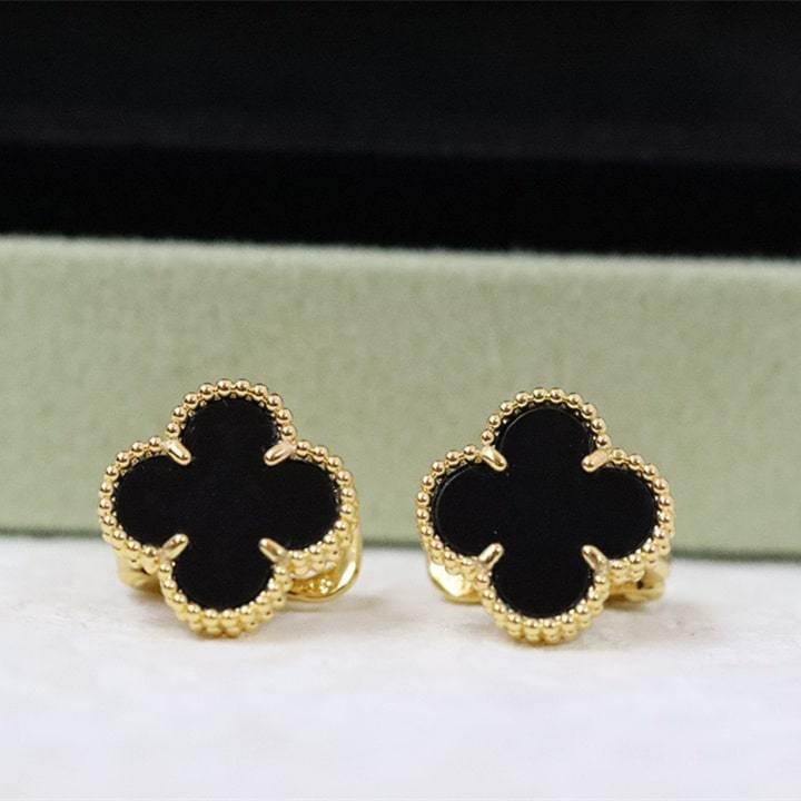 高仿首飾VanCleef&Arpels*RA44300四葉草黑瑪瑙耳釘黃金款