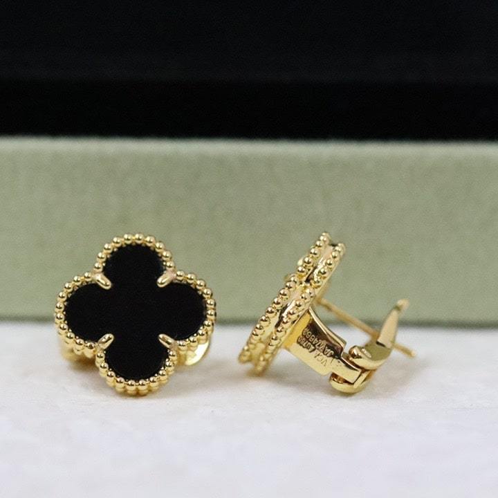 高仿首飾VanCleef&Arpels*RA44300四葉草黑瑪瑙耳釘黃金款