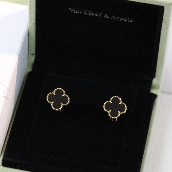高仿首飾VanCleef&Arpels*RA44300四葉草黑瑪瑙耳釘黃金款