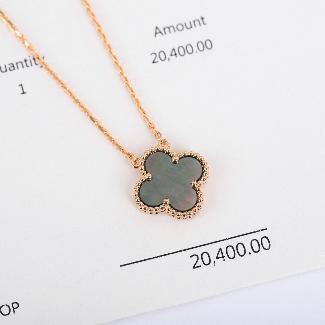 高仿首飾VanCleef&Arpels*RP4KK00四葉草灰貝母頸鏈中號