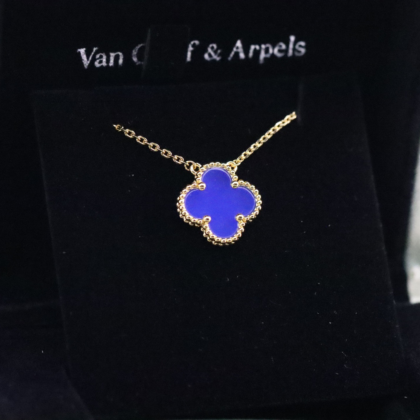 高仿首飾VanCleef&Arpels*RP9SY00四葉草藍瑪瑙頸鏈中號