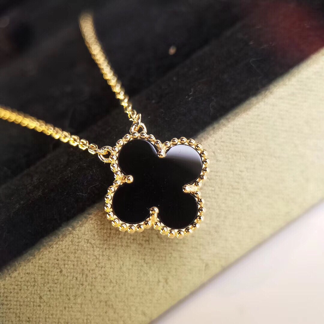 高仿首飾VanCleef&Arpels*RA45800四葉草黑瑪瑙頸鏈中號