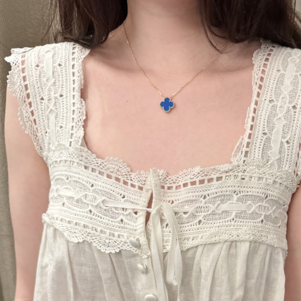 高仿首飾VanCleef&Arpels*RP9SY00四葉草藍瑪瑙頸鏈中號