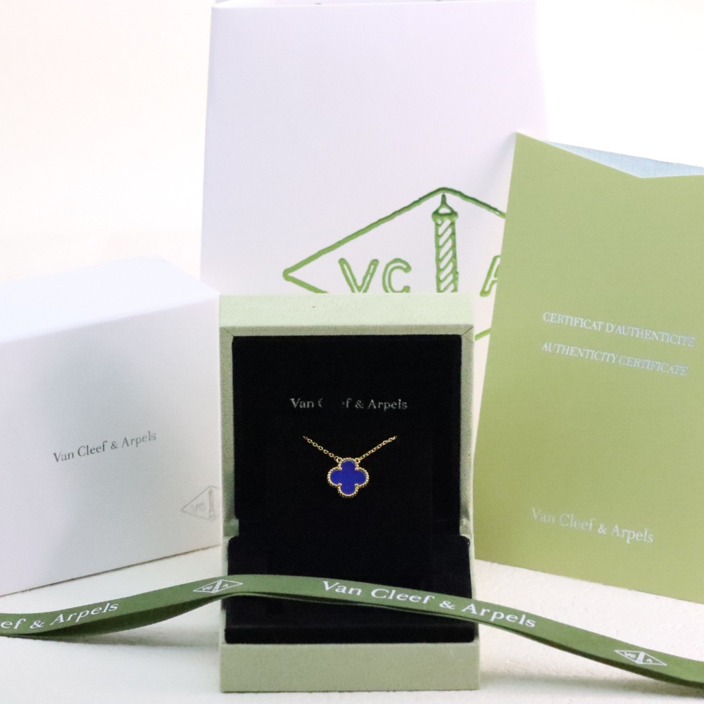 高仿首飾VanCleef&Arpels*RP9SY00四葉草藍瑪瑙頸鏈中號