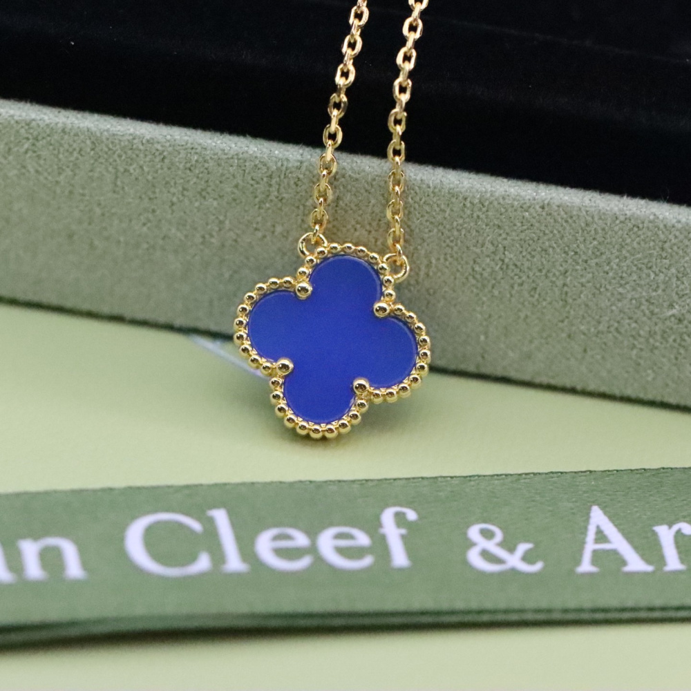 高仿首飾VanCleef&Arpels*RP9SY00四葉草藍瑪瑙頸鏈中號