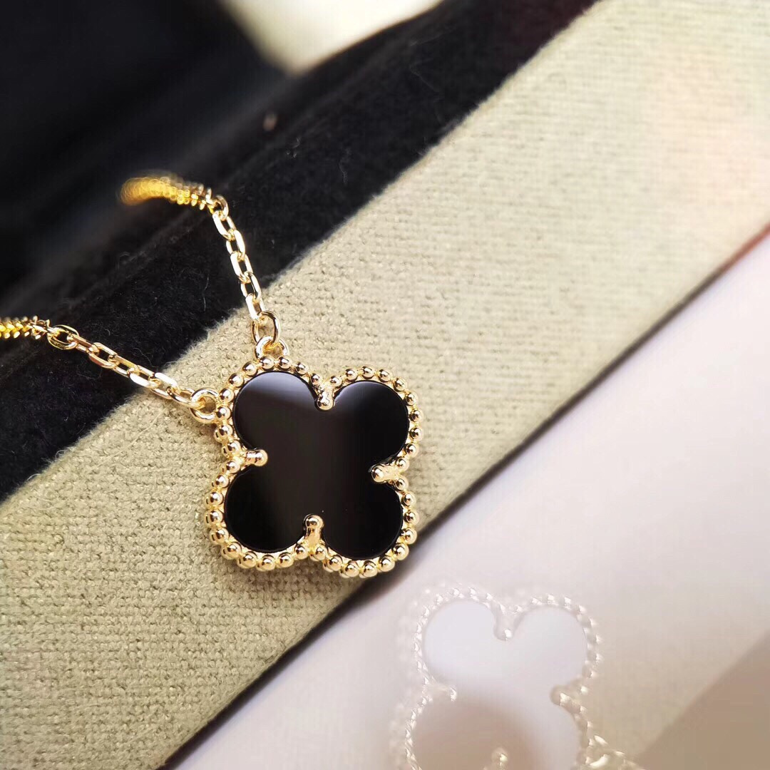 高仿首飾VanCleef&Arpels*RA45800四葉草黑瑪瑙頸鏈中號