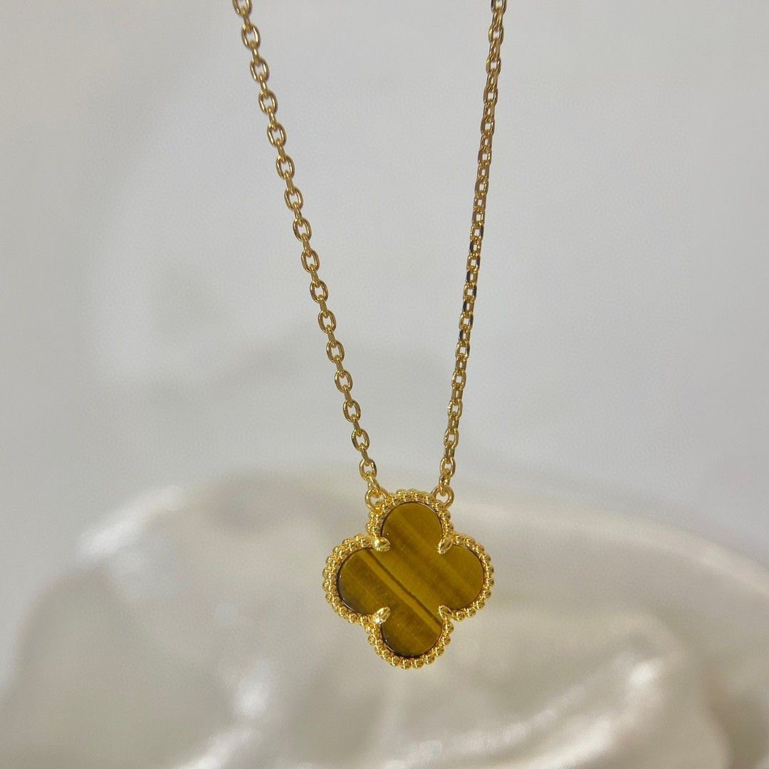 高仿首飾VanCleef&Arpels*RD38600四葉草虎眼石頸鏈中號