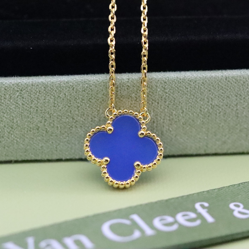 高仿首飾VanCleef&Arpels*RP9SY00四葉草藍瑪瑙頸鏈中號