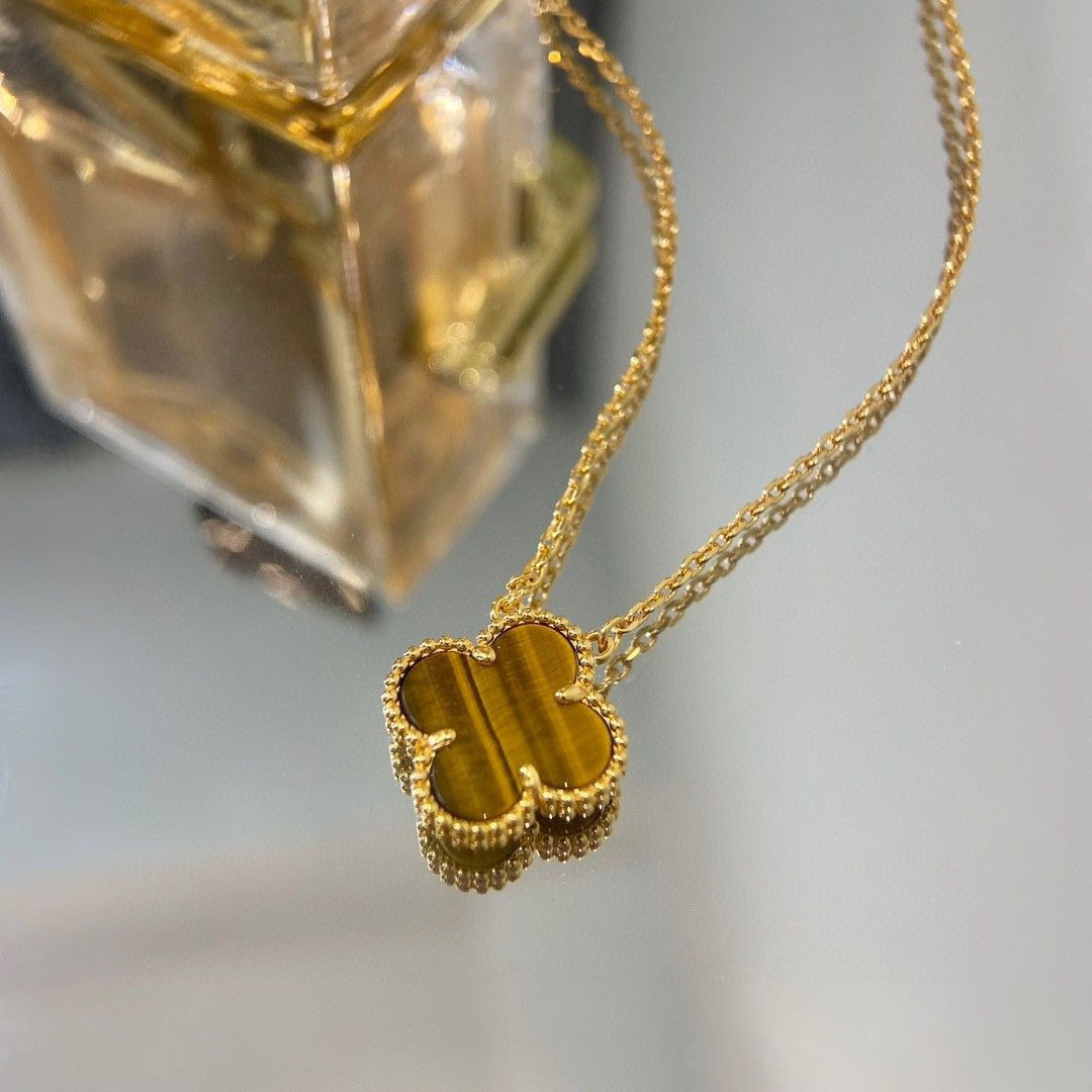 高仿首飾VanCleef&Arpels*RD38600四葉草虎眼石頸鏈中號