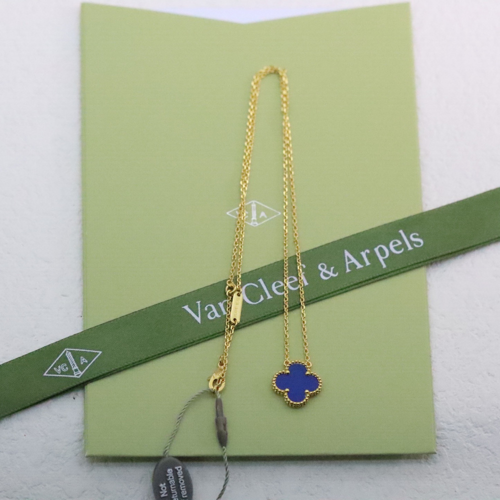 高仿首飾VanCleef&Arpels*RP9SY00四葉草藍瑪瑙頸鏈中號