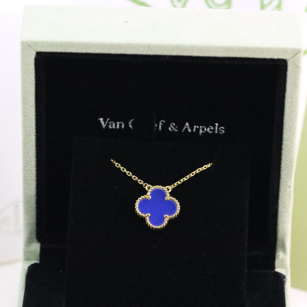 高仿首飾VanCleef&Arpels*RP9SY00四葉草藍瑪瑙頸鏈中號