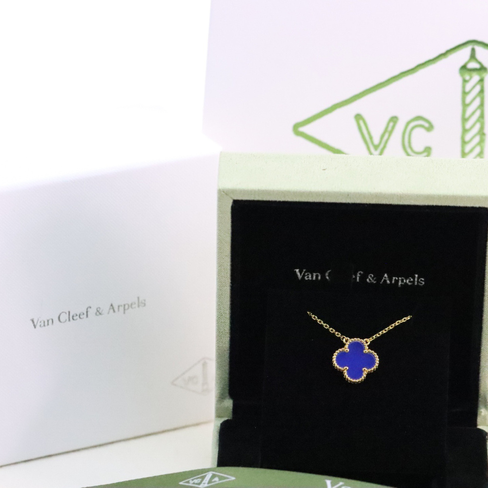 高仿首飾VanCleef&Arpels*RP9SY00四葉草藍瑪瑙頸鏈中號