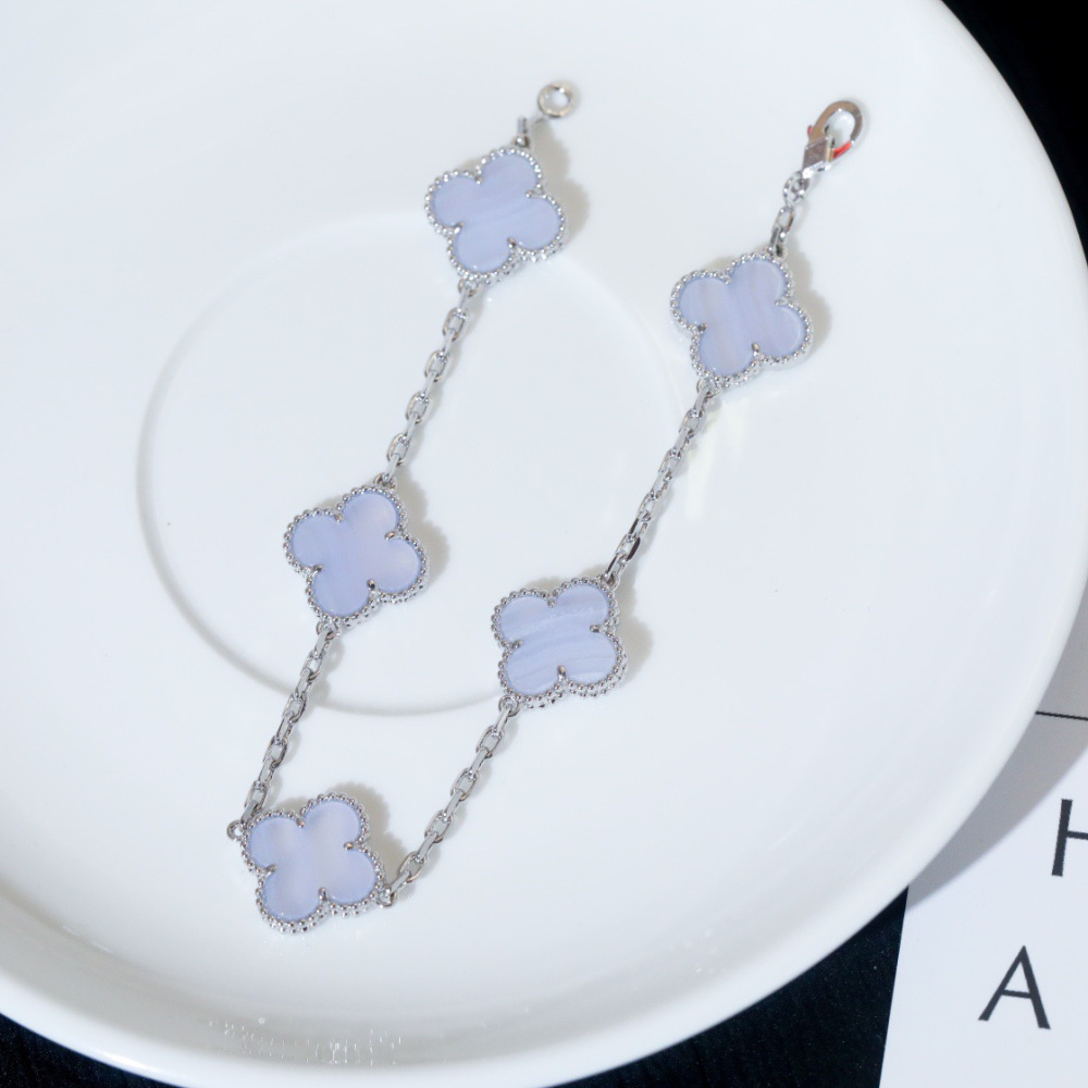 高仿首飾VanCleef&Arpels*RD34700紫玉髓白金手鏈
