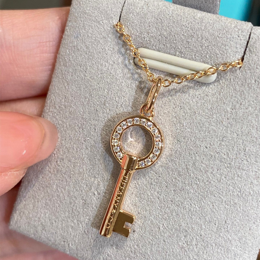 高仿Tiffany&CO蒂芙尼Keys系列GRP10435鑰匙吊墜頸鏈玫瑰金