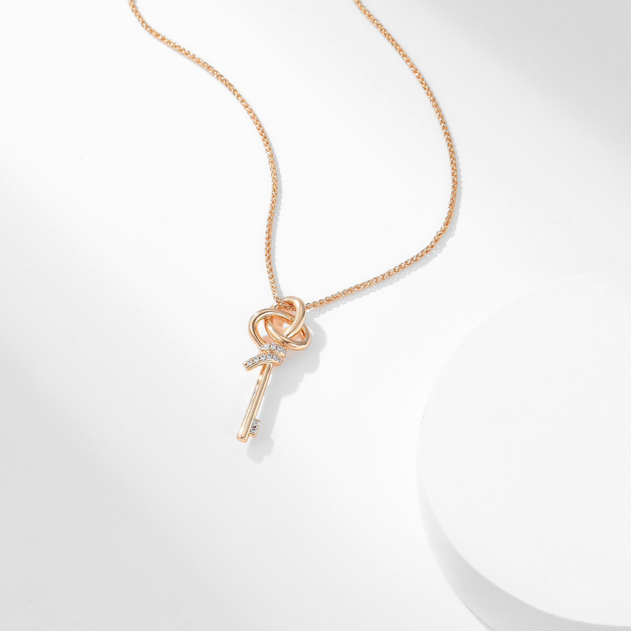 高仿Tiffany&CO蒂芙尼Keys系列72984285編織鑰匙頸鏈玫瑰金