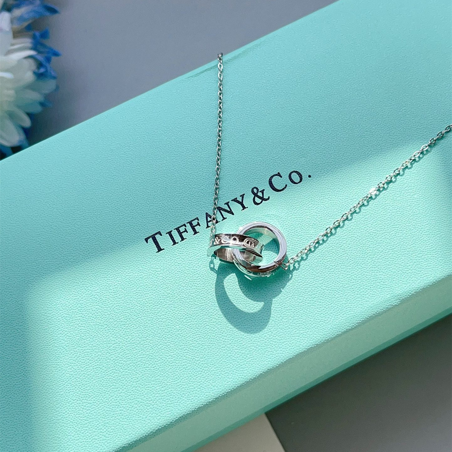 高仿Tiffany&CO蒂芙尼22992139雙環925純銀頸鏈