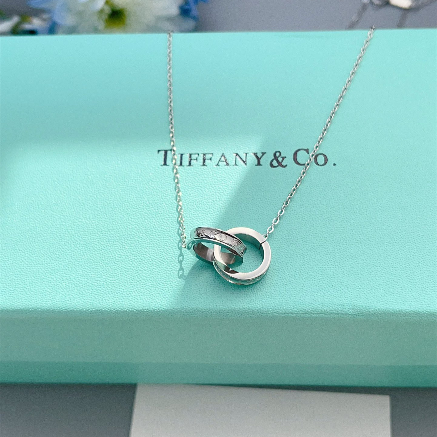 高仿Tiffany&CO蒂芙尼22992139雙環925純銀頸鏈