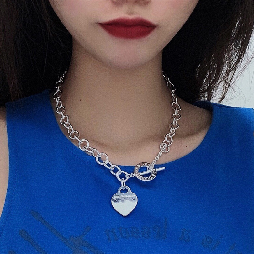 高仿Tiffany&CO蒂芙尼Heart系列60128534針扣愛心頸鏈銀色
