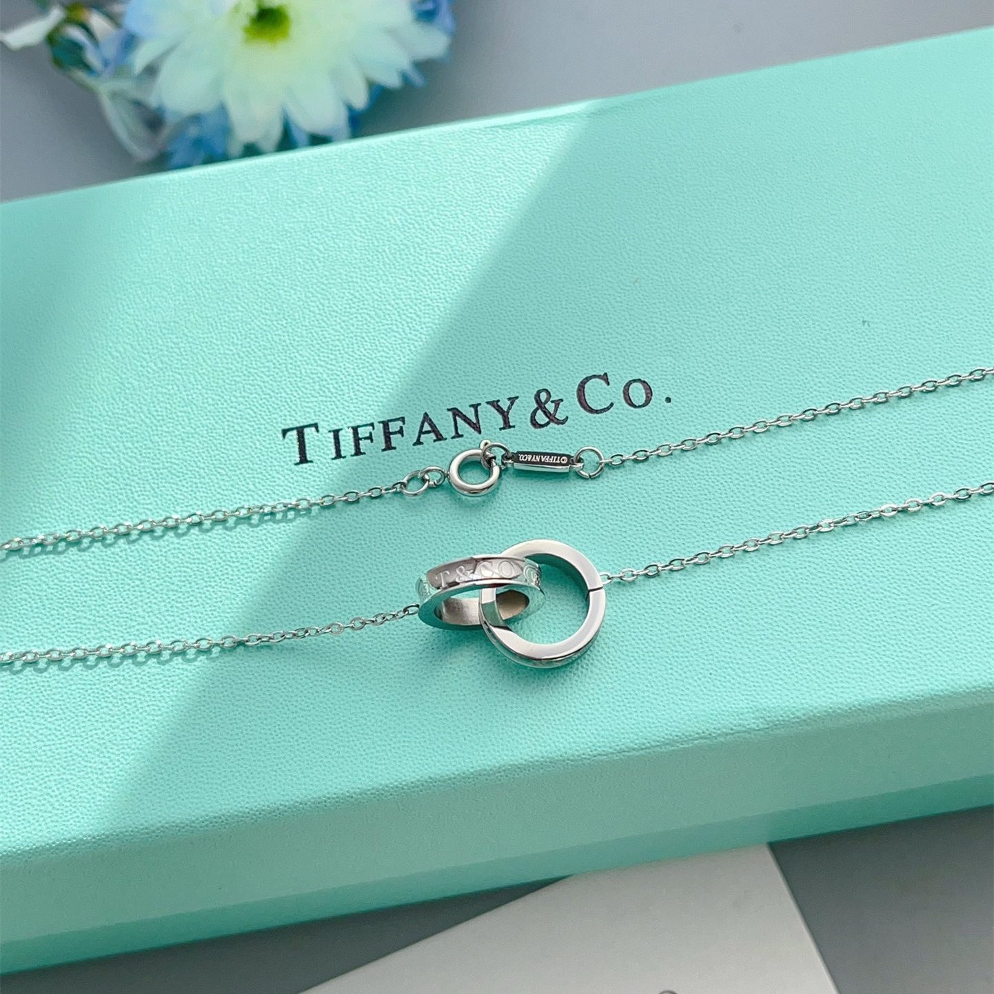 高仿Tiffany&CO蒂芙尼22992139雙環925純銀頸鏈