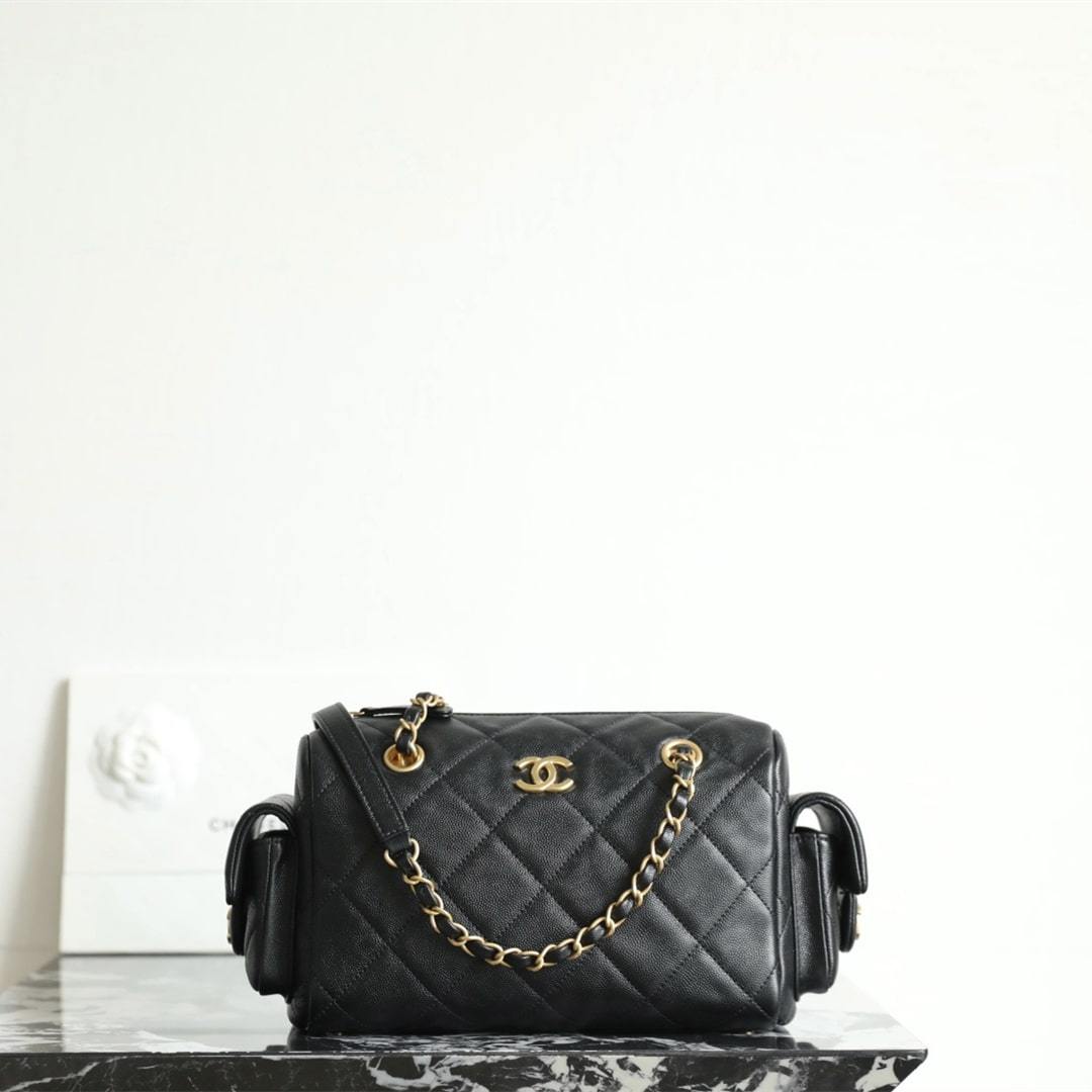 高仿Chanel*25K系列AS5792小牛皮腋下包黑色小號免檢版