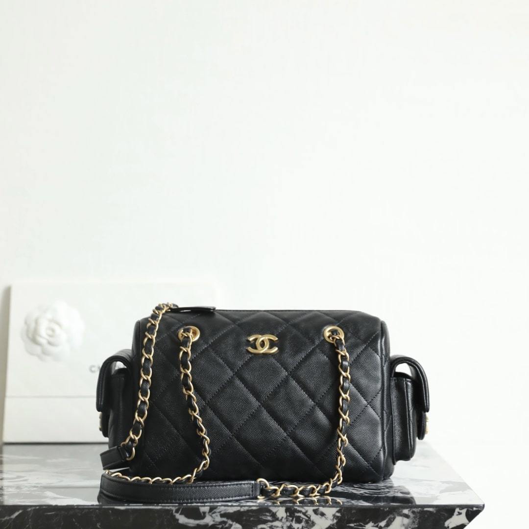 高仿Chanel*25K系列AS5792小牛皮腋下包黑色小號免檢版