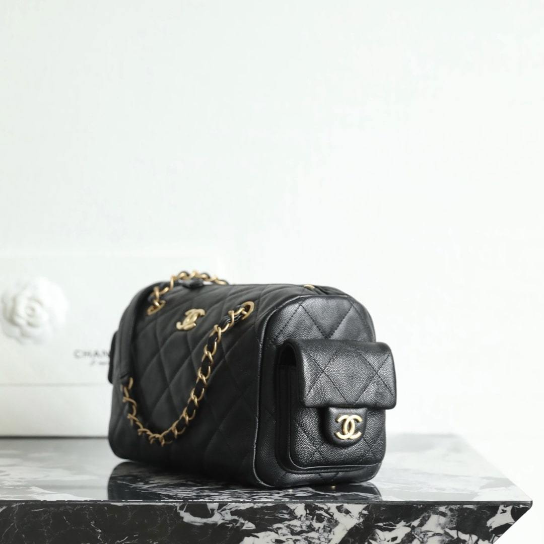 高仿Chanel*25K系列AS5792小牛皮腋下包黑色小號免檢版