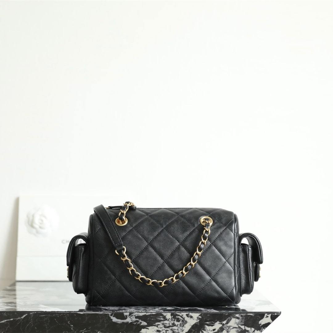 高仿Chanel*25K系列AS5792小牛皮腋下包黑色小號免檢版